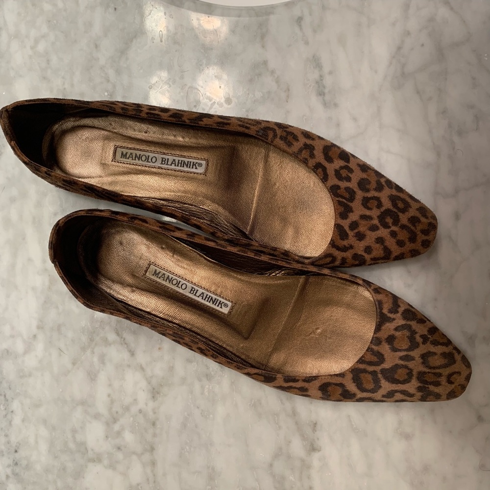 Manolo Blahnik leopard flats